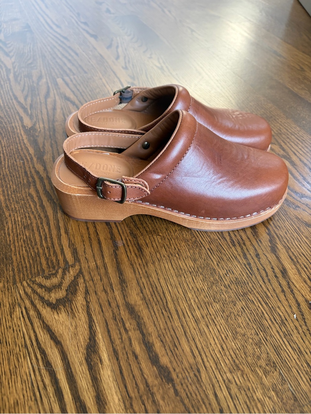 Re/Done -Brown Leather Clogs - Picture 3 of 6